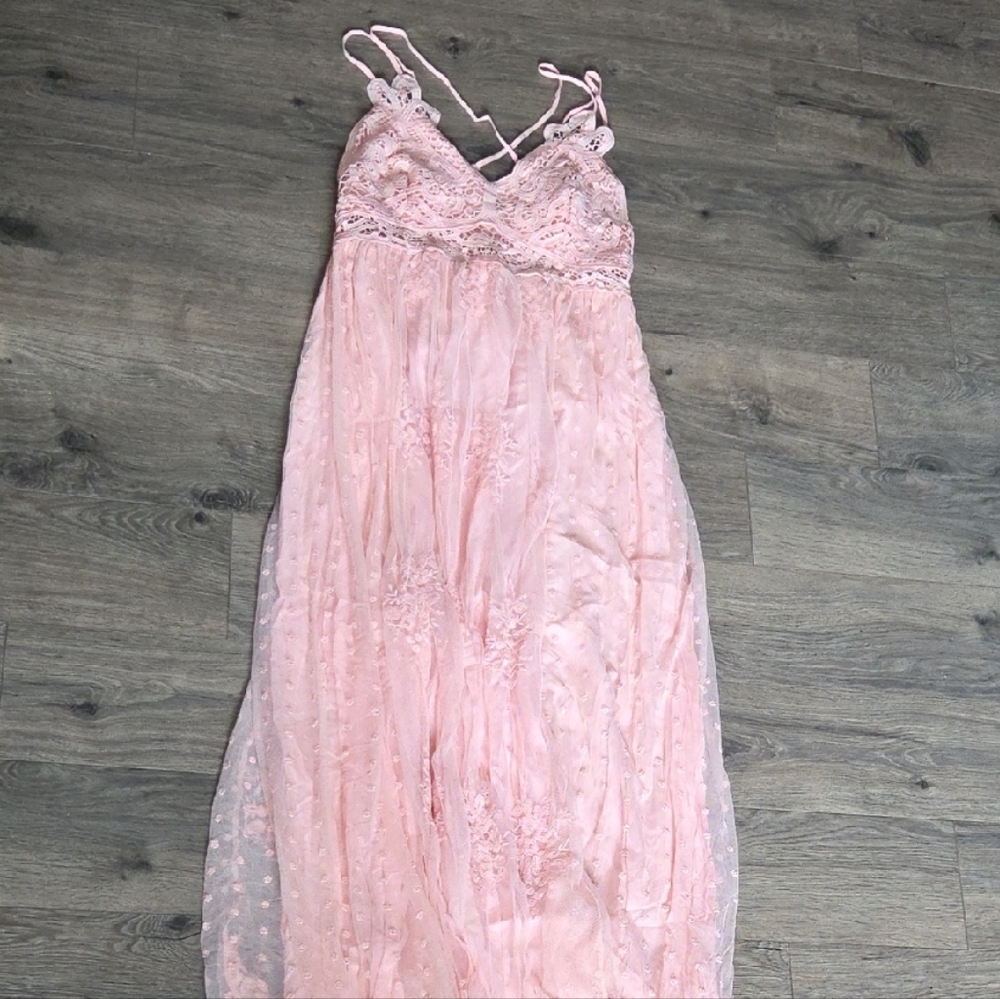 Main Strip Blush Pink Textured Dress